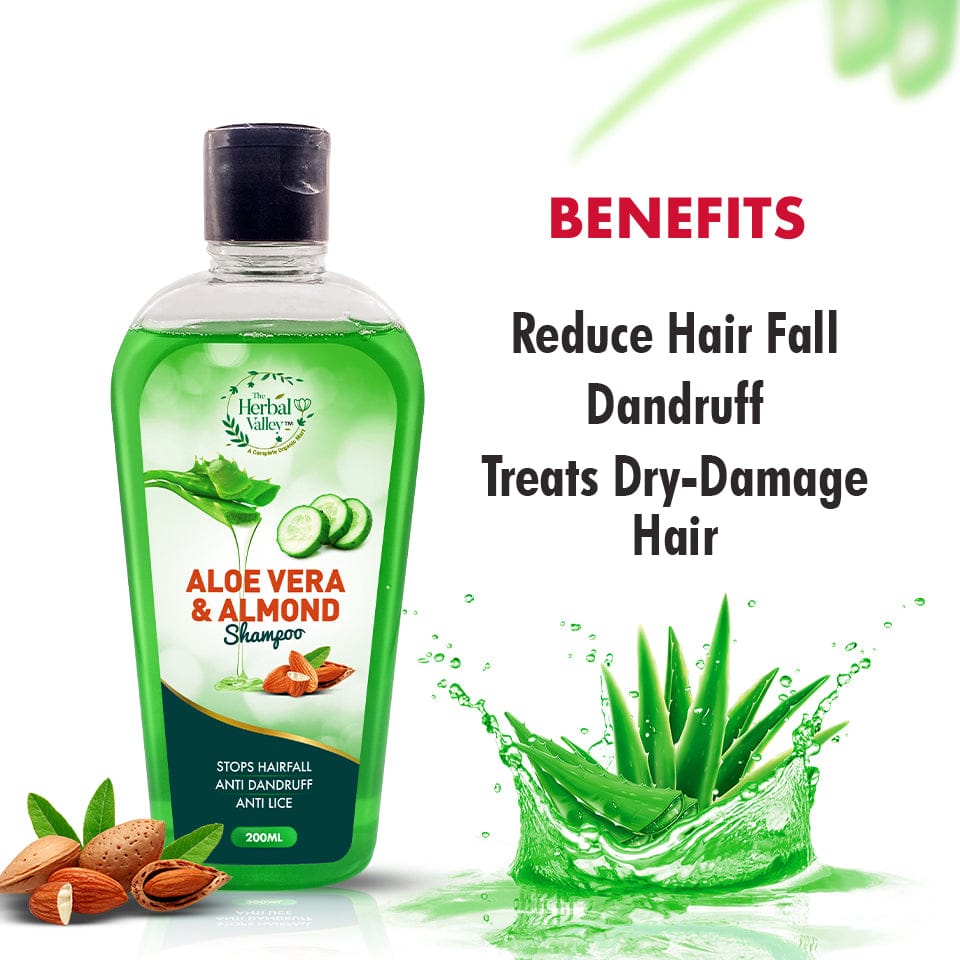 Aloe Vera & Almond Anti Dandruff Shampoo/ Makes Hair Shiny & Straight ...